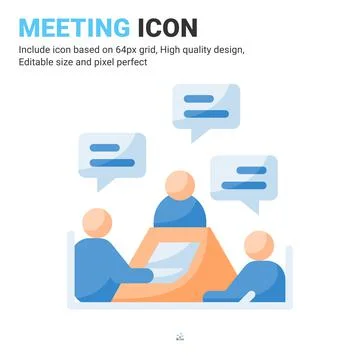 Meeting icon vector with flat color style isolated on white background イラスト素材