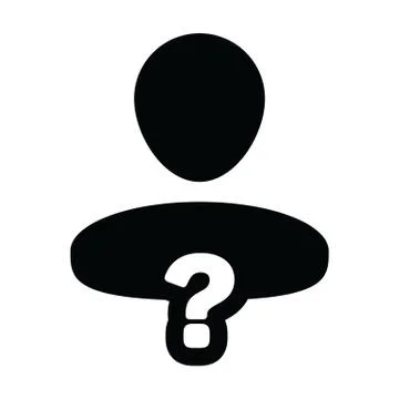Meeting icon vector question mark with male user person profile avatar symbol Stock Illustration