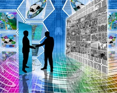 Meeting on the internet 库存插图