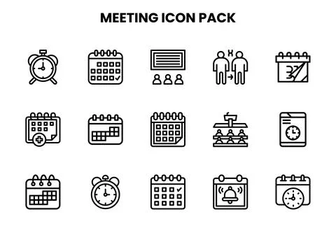 Meeting Line Bundle Icons Pack Stock Illustration