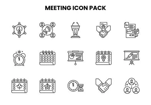 Meeting Line Graphics Icons Pack Stock Illustration