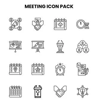 Meeting Line Set Icons Pack Stock Illustration
