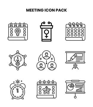 Meeting Line Vector Icons Pack Stock Illustration