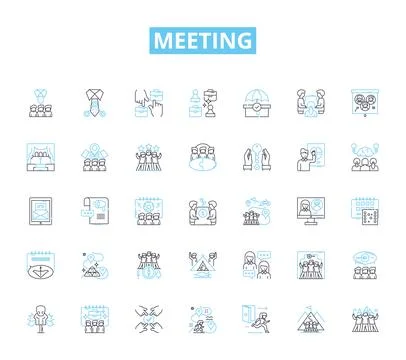 Meeting linear icons set. Collaboration, Dialogue, Convergence, Interaction Stock Illustration