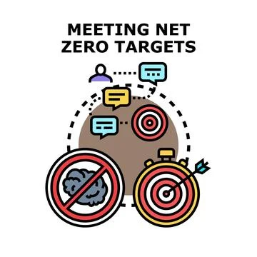 Meeting net zero targets concept developing climate solutions Stock Illustration