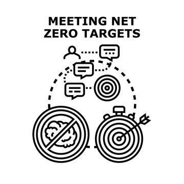 Meeting net zero targets concept developing climate solutions Stock Illustration