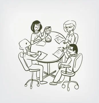 Meeting office time out vector illustration sketch doodle Stock Illustration