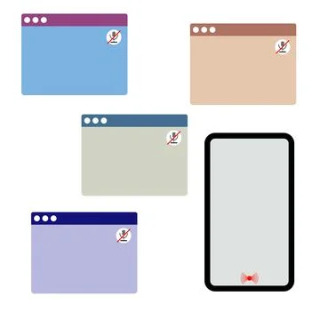 Meeting online stream with windows for users and streamer イラスト素材