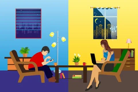 Meeting over the internet Stock Illustration