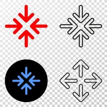Meeting Point Arrows Vector EPS Icon with Contour Version Stockillustratie