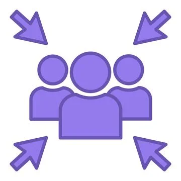 Meeting Point Color Icon. Vector Icon. Directional Arrows. Gathering of Peo.. Stock Illustration