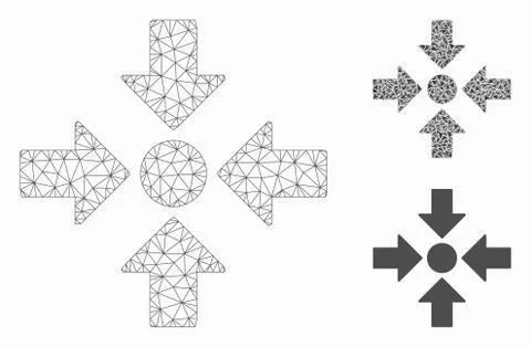Meeting Point Vector Mesh Wire Frame Model and Triangle Mosaic Icon Stock Illustration