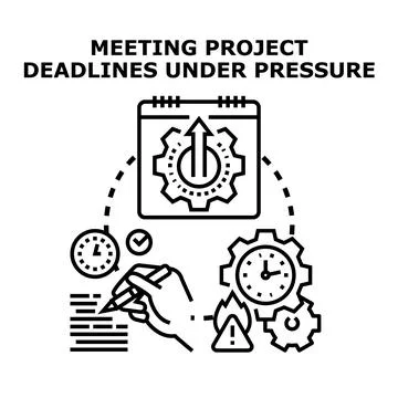 Meeting project deadlines under time pressure working concept Stock Illustration