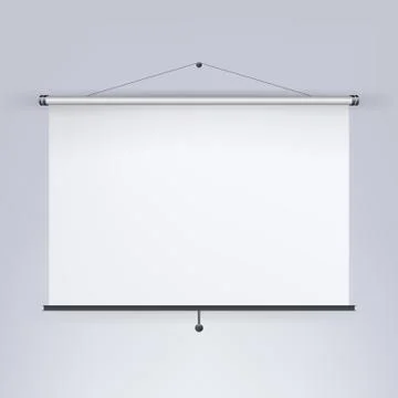 Meeting Projector Screen Vector. Blank White Board, Presentation Display Stock Illustration