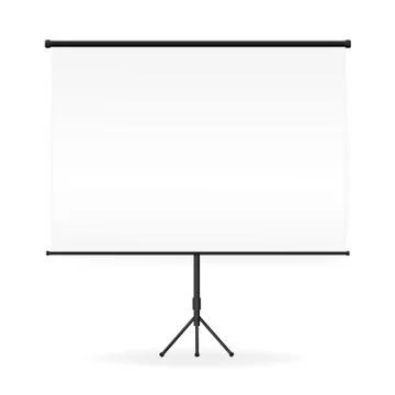 Meeting Projector Screen Vector. Empty White Board Presentation Conference. Stock Illustration
