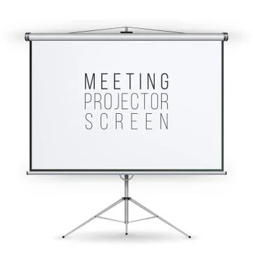 Meeting Projector Screen Vector. Presentation Bblank Whiteboard. Realistic Stock Illustration