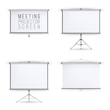 Meeting Projector Screen Vector Set. White Board Presentation Conference With Stockillustratie