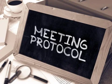 Meeting Protocol Concept Hand Drawn on Chalkboard Illustrazione stock