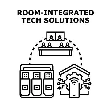 Meeting room integrated technology smart solutions concept Stock Illustration