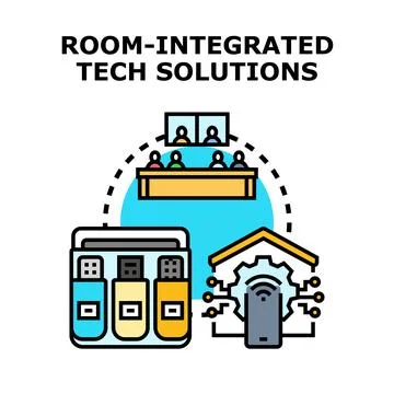Meeting room integrated technology smart solutions concept Stock Illustration