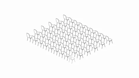 Meeting room setup layout configuration Theater style, 3D virtual isometric Stock Footage 115934158