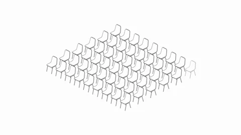 Meeting room setup layout configuration Theater style, 3D virtual isometric Stock Footage 115934177