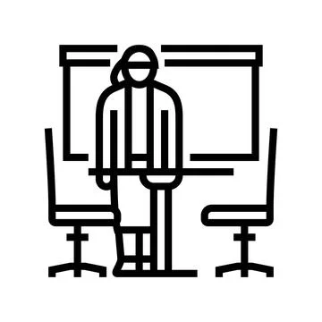 Meeting room setup office assistant line icon vector illustration Stock Illustration