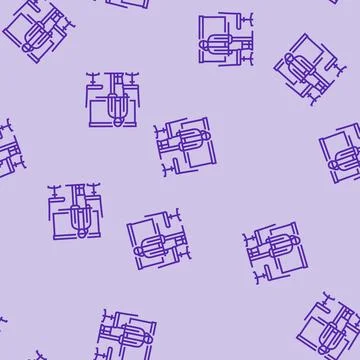 Meeting room setup office assistant line seamless pattern Stock Illustration