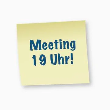 Meeting sign on adhesive note, close-up 库存插图