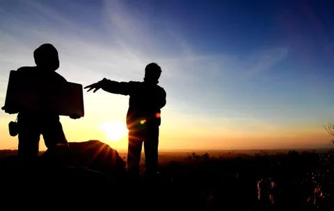 Meeting on the sunset Stock Photos