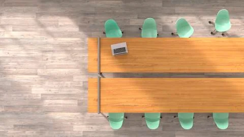 Meeting table with laptop, 3D Rendering Illustrazione stock