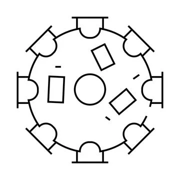 Meeting table line icon vector black illustration Illustrazione stock