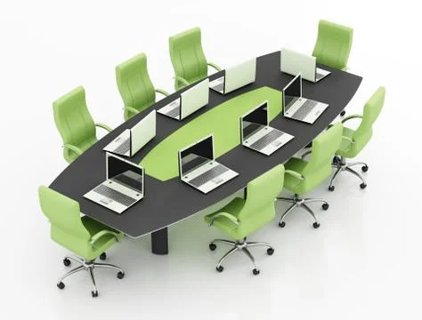 Meeting table with notebook Stock Illustration