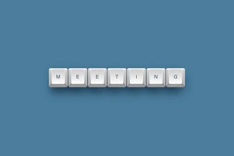 Meeting text on a 3d keyboard button with shadow concept series 스톡 일러스트