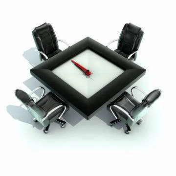 Meeting time - table with a large clock Stock Illustration