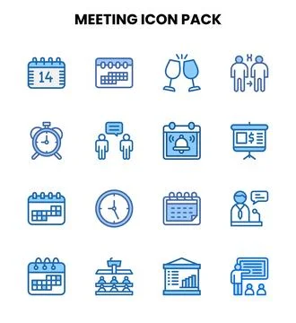Meeting Two Colour Vector Icons Pack Stock Illustration