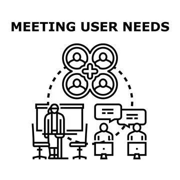 Meeting user needs and understanding client requirements Stock Illustration