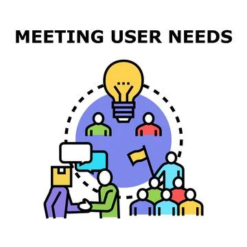 Meeting user needs concept achieving customer satisfaction Stock Illustration