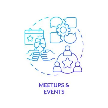 Meetups and events blue gradient concept icon Stock Illustration