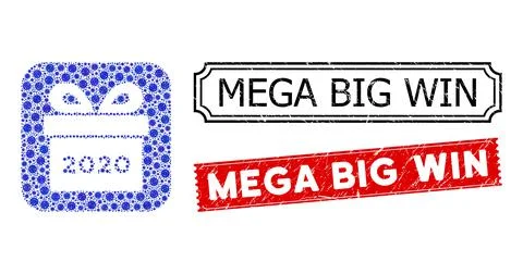 Mega Big Win Distress Seals and Virus Stencil Mosaic 2020 Gift Stock Illustration