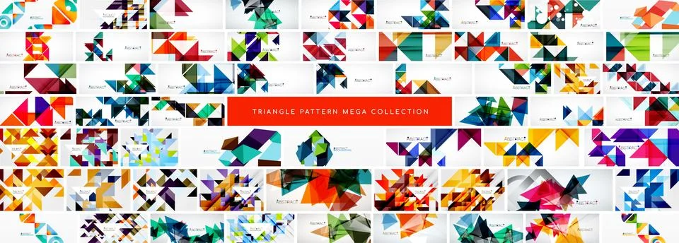 Mega collection of color triangle pattern backgrounds. Backdrop bundle for Stock Illustration