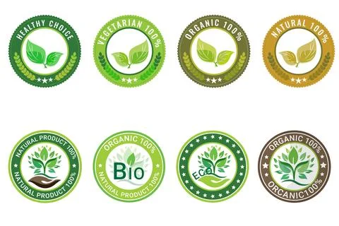Mega Collection of Eco-Friendly Organic and Bio Quality Badges Ilustración de archivo