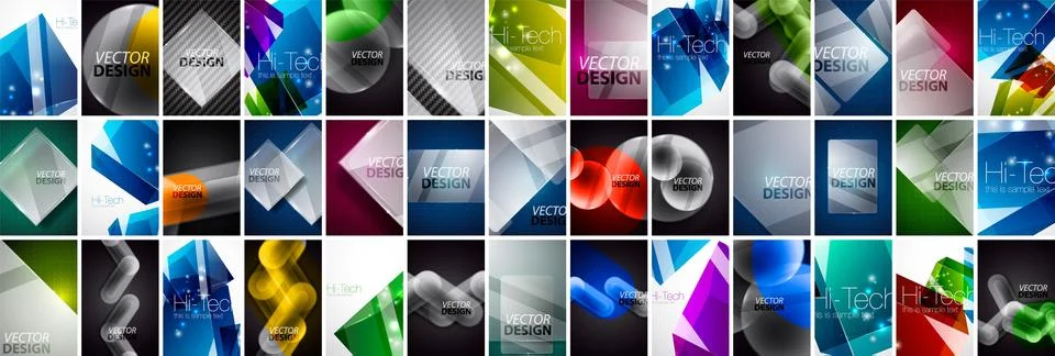 Mega collection of glass design elements. Backgrounds bundle for wallpaper Stockillustratie