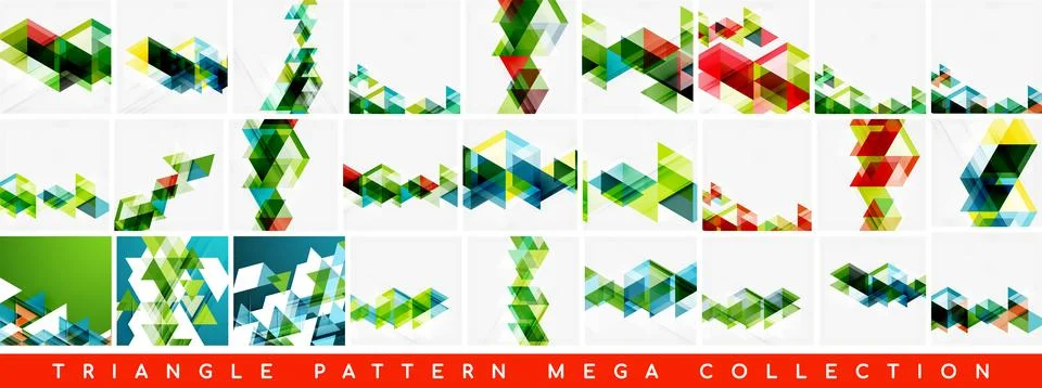 Mega collection of hexagons made of triangle backgrounds. Backdrop bundle for 스톡 일러스트