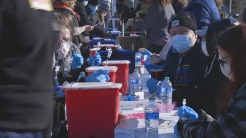 Mega Covid-19 Vaccination event in Kansas City Stock Footage 150912192