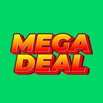 Mega deal. Text effect in 3D look for promotional ads. Square size Stock Illustration