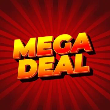 Mega deal. Text effect in 3D look for promotional ads. Square size Stock Illustration