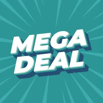 Mega deal. Text effect in 3D look for promotional ads. Square size Stock Illustration