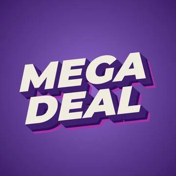 Mega deal. Text effect in 3D look for promotional ads. Square size Stock Illustration