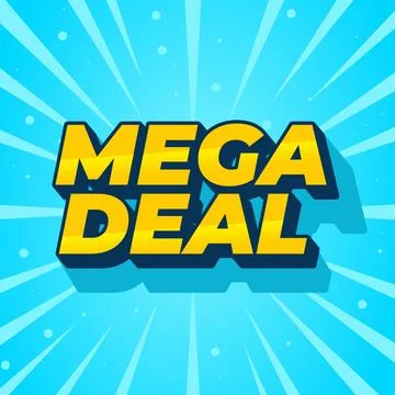 Mega deal. Text effect in 3D look for promotional ads. Square size Stock Illustration